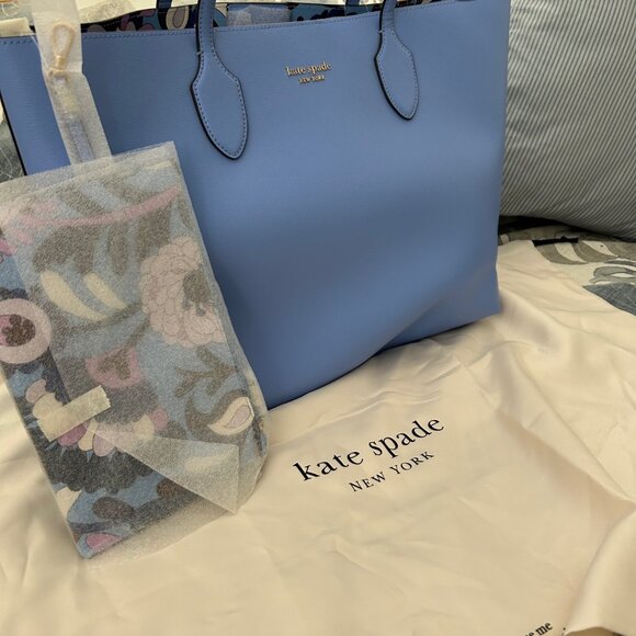 ♠️ NWT Kate Spade Bleecker Autumn Paisley Pop Large Tote, Genie Blue Multi ♠️ - Picture 8 of 10